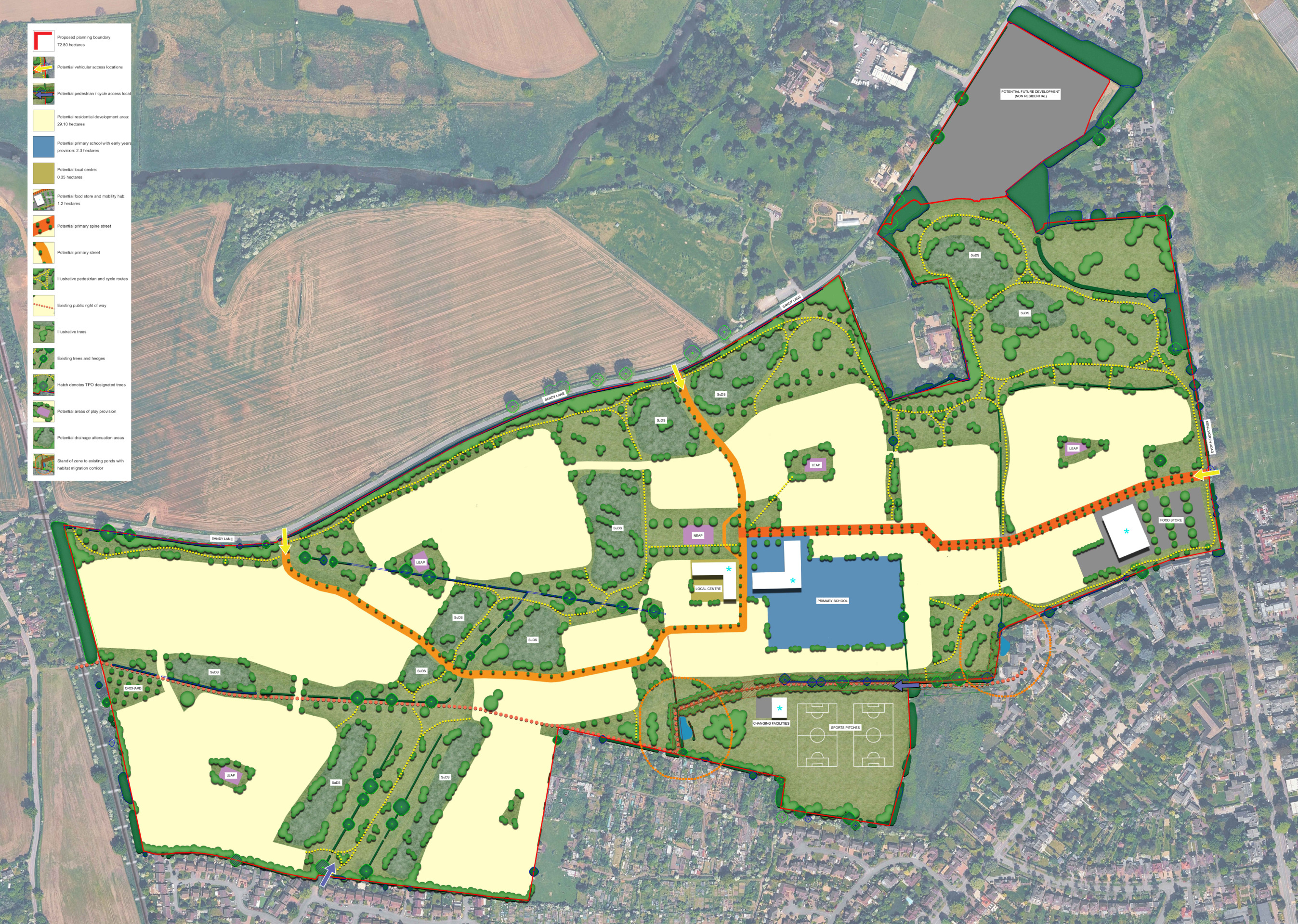 An illustrative plan showing how the new neighbourhood could look